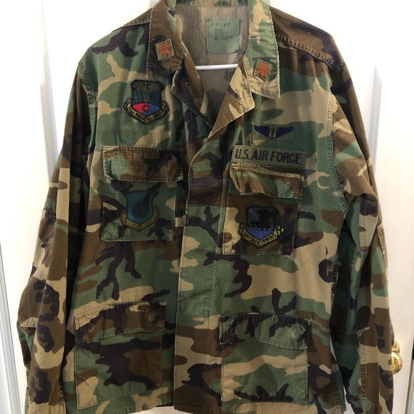 Military Other - USAF Jacket Men Medium Woodland Camouflage Green with Patches